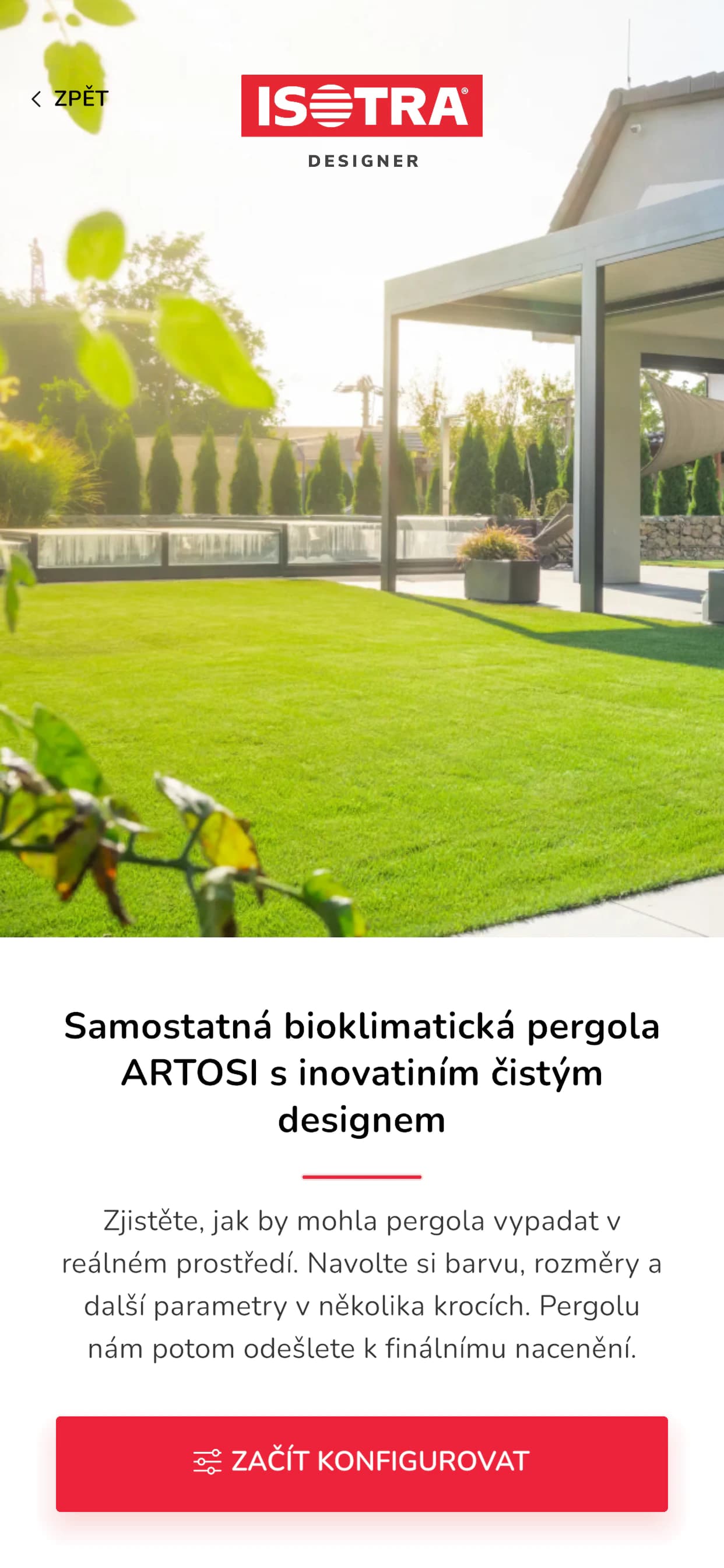 ISOTRA Designer pergola introduction from the Apple App Store listing