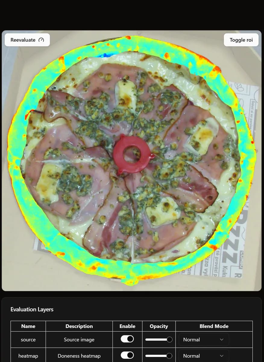 Vosíme Pizza Checker doneness heatmap review